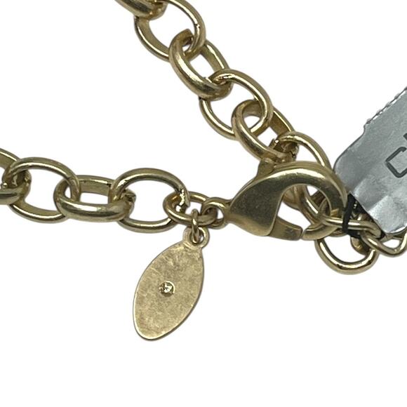 Chico’s Abilene Pearl-Trim Hammered Gold Statement Pendant Necklace | NWT - Picture 5 of 7